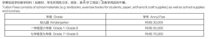 青苗國際雙語學校威海校區(qū)學費