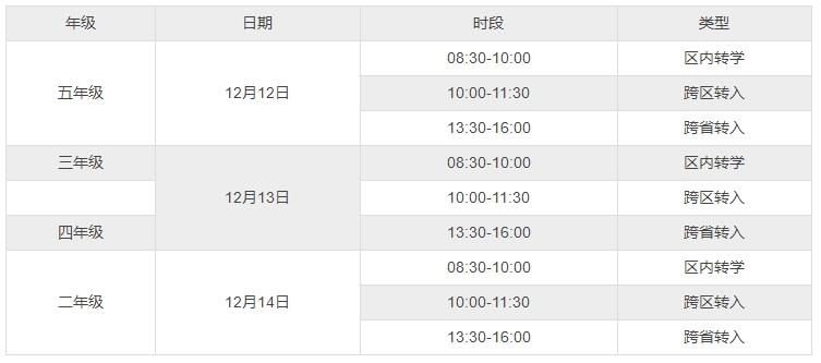 豐臺區(qū)公辦小學(xué)轉(zhuǎn)學(xué)辦理時間