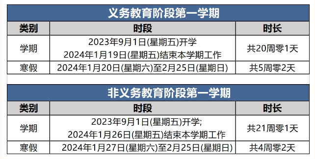 北京中小學(xué)放假時(shí)間安排