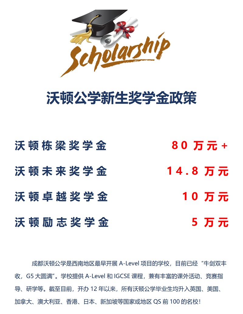 成都沃頓公學(xué)獎學(xué)金政策