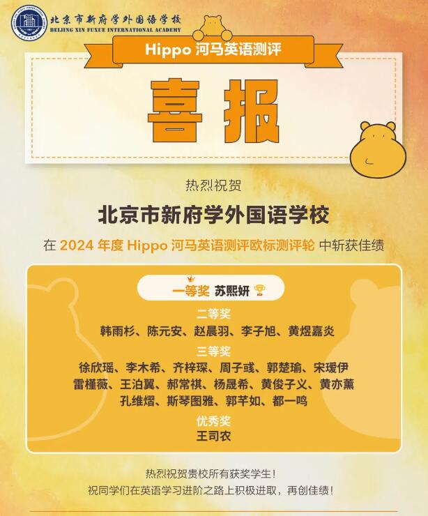 北京新府學(xué)外國(guó)語(yǔ)學(xué)校競(jìng)賽獲獎(jiǎng)名單
