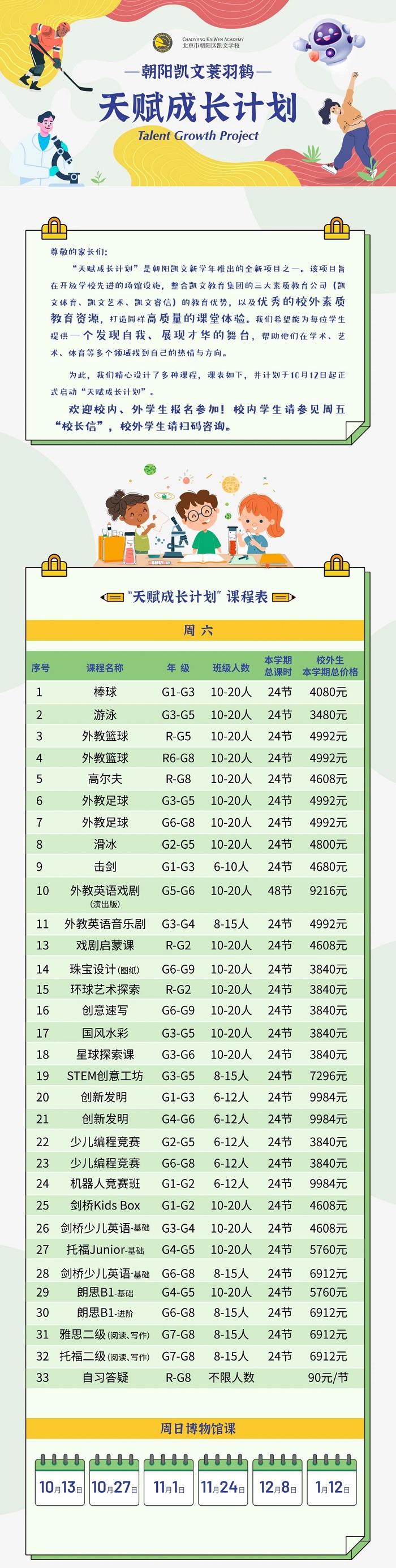 朝陽(yáng)凱文天賦成長(zhǎng)計(jì)劃課程表和收費(fèi)標(biāo)準(zhǔn)