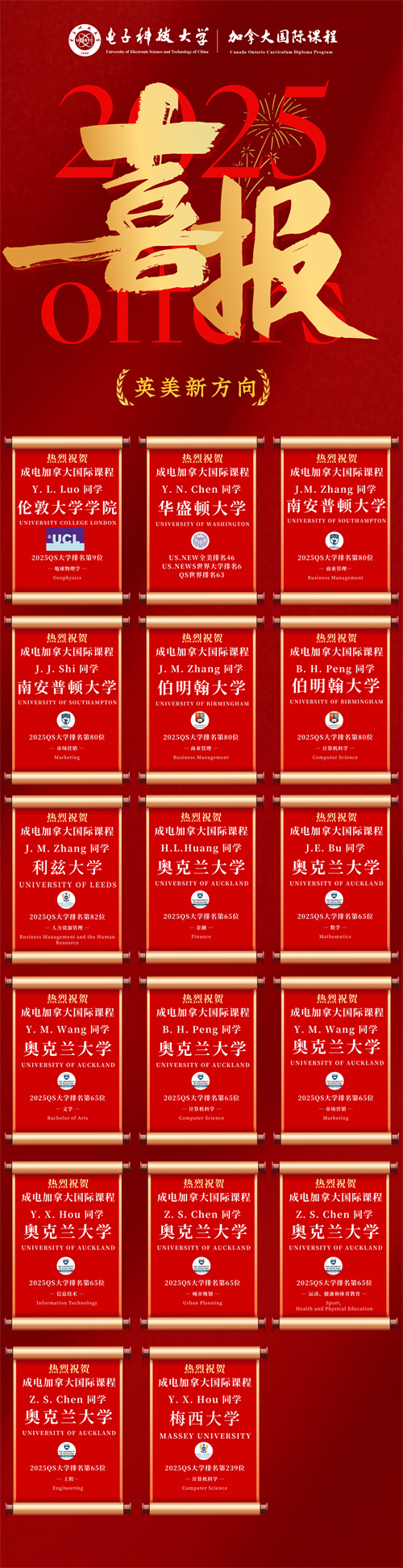 電子科技大學(xué)國際課程中心錄取