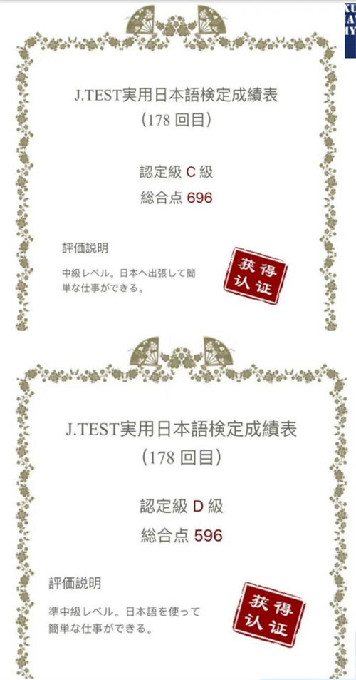 日語(yǔ)標(biāo)化考試成績(jī)