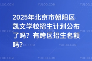 2025年北京市朝陽區(qū)凱文學校招生計劃公布了嗎？有跨區(qū)招生名額嗎？