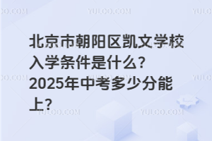 北京市朝陽區(qū)凱文學校入學條件是什么？2025年中考多少分能上？