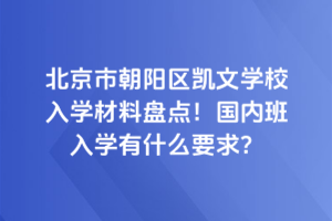 北京市朝陽(yáng)區(qū)凱文學(xué)校入學(xué)材料盤點(diǎn)！國(guó)內(nèi)班入學(xué)有什么要求？