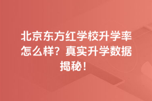 北京東方紅學校升學率怎么樣？真實升學數(shù)據(jù)揭秘！