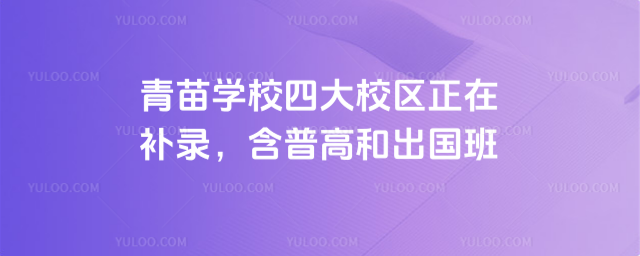 青苗學(xué)校四大校區(qū)正在補(bǔ)錄,含普高和出國班