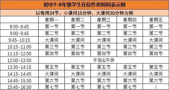 北京初中作息時間