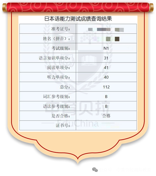 中育貝拉日語(yǔ)學(xué)部成績(jī)