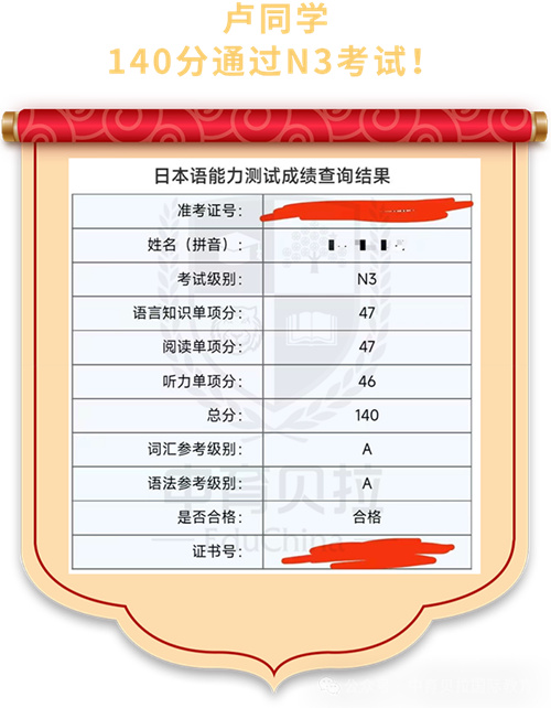 中育貝拉日語(yǔ)學(xué)部成績(jī)