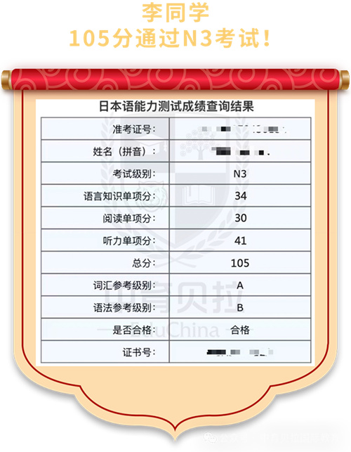 中育貝拉日語(yǔ)學(xué)部成績(jī)